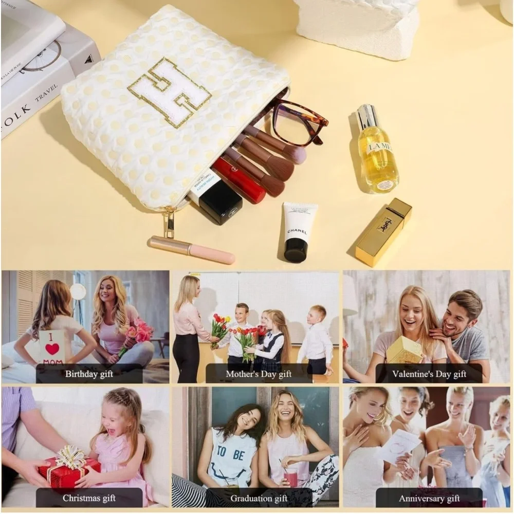 Letter “R” Cute Makeup Bag | White/Pink Initial Cosmetic Travel‎ Bag | NEW!💓